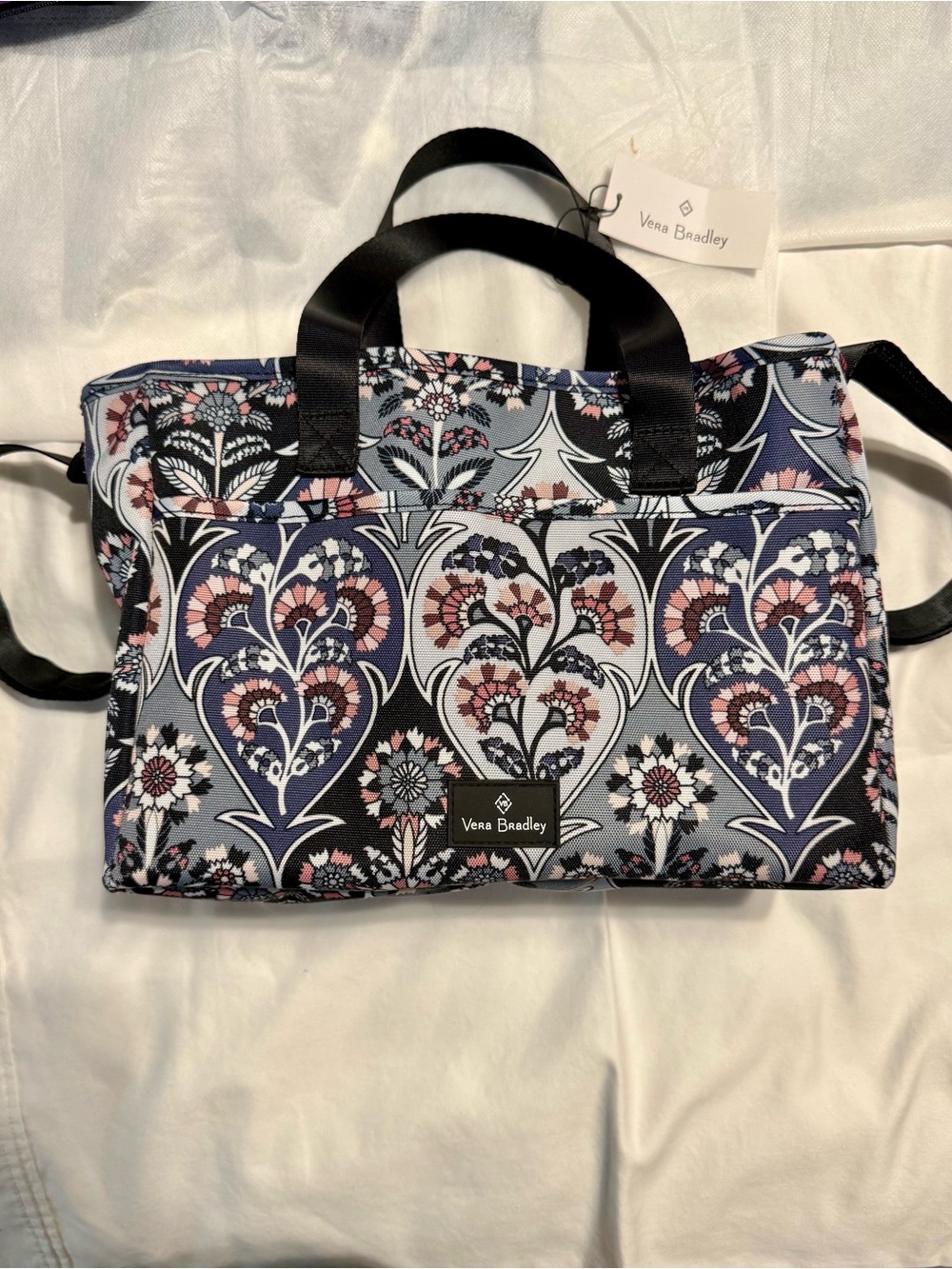 NWT Vera Bradley Navy and Blush Quilted Floral Tote